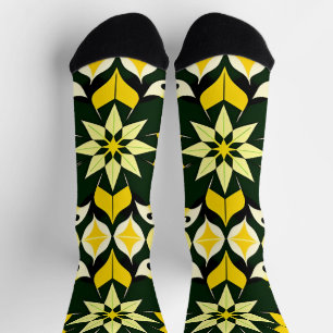 Chaussette Dessin floral géométrique vibrant
