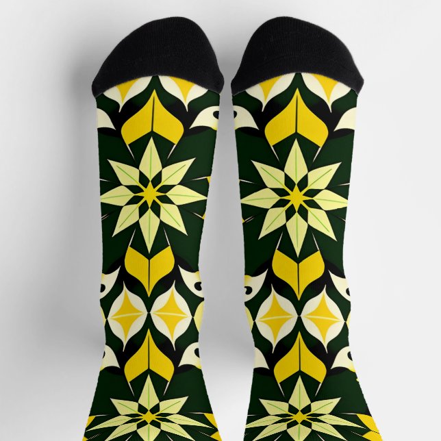 Chaussette Dessin floral géométrique vibrant (Haut)
