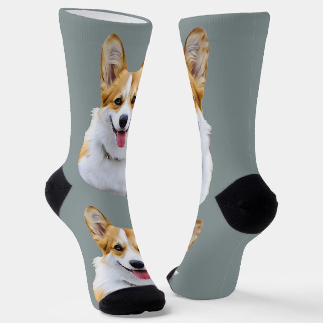 Chaussette Dessin personnalisé Welsh Corgi Dog (Angulaire)