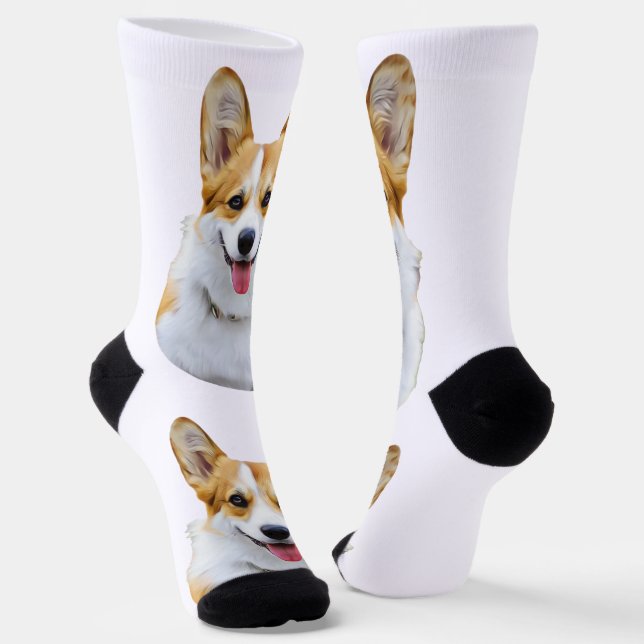 Chaussette Dessin personnalisé Welsh Corgi Dog (Angulaire)