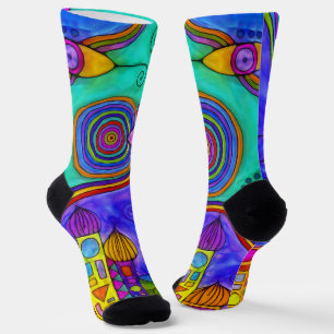 Chaussette Dessiné à la main par EDDArt - Venez ensemble 2