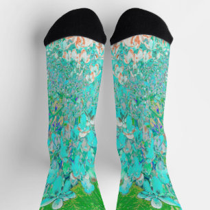 Chaussette Détail élégant de l'hortensia Aqua et Green Limeli