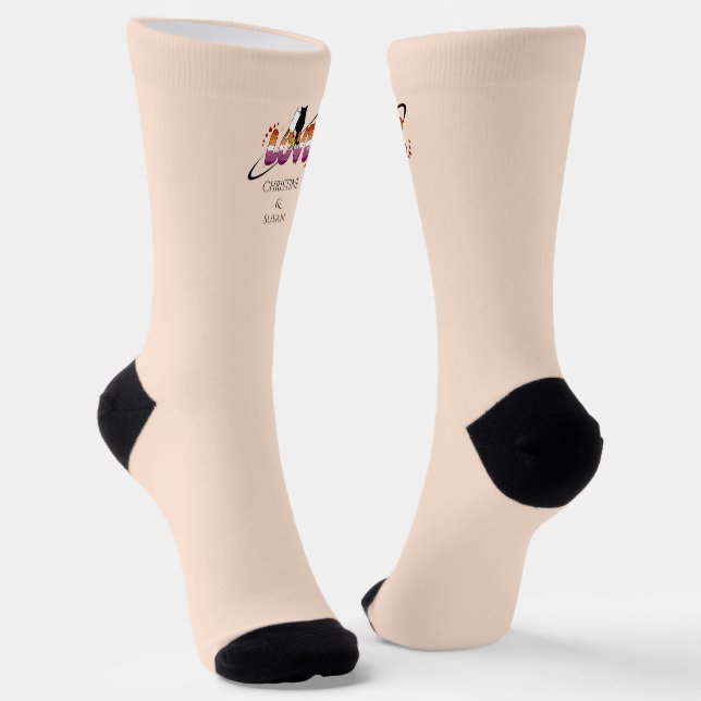Chaussette Deux chats amoureux Drapeau lesbien du coucher de  (Angulaire)