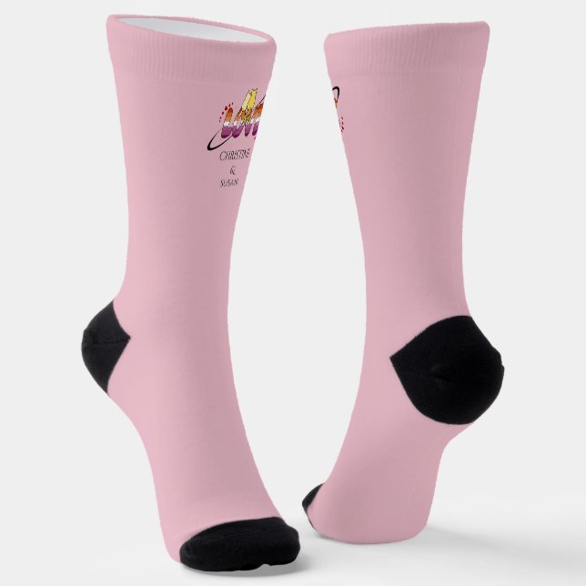 Chaussette Deux chats amoureux Drapeau lesbien du coucher de  (Angulaire)