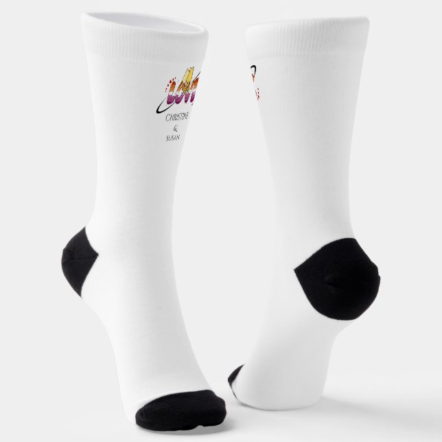 Chaussette Deux chats amoureux Drapeau lesbien du coucher de  (Angulaire)