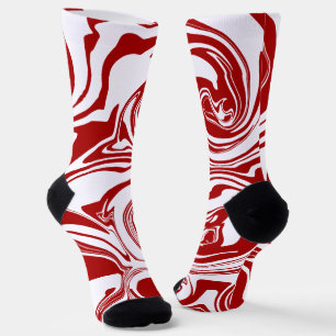 Chaussette Déversement en rouge et blanc rétro, tourbillon de
