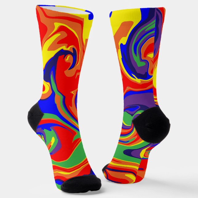 Chaussette Déversement - tourbillon liquide arc-en-ciel (Angulaire)