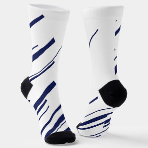Chaussette Diagonales en bleu et blanc