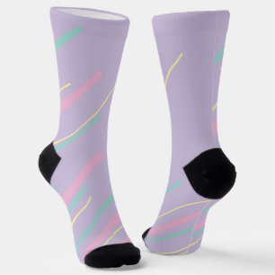 Chaussette Diagonales - Rose Pastel, Jaune, Violet et Vert