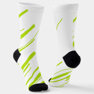 Chaussette Diagonales - Vert Citron et Blanc