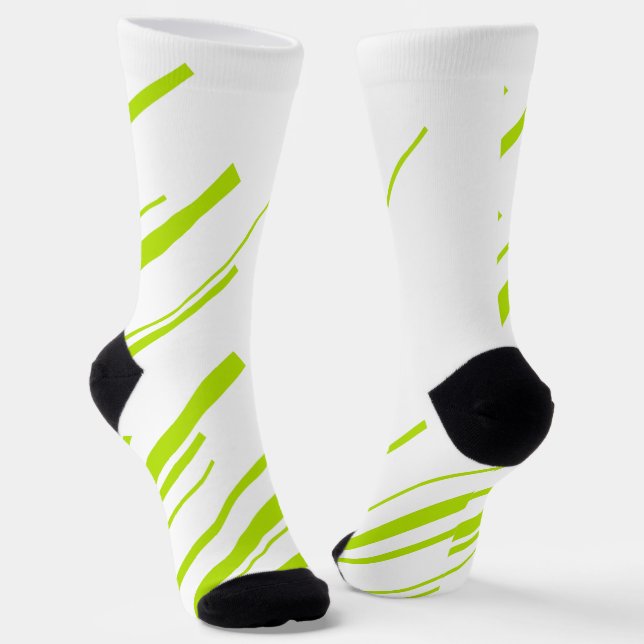 Chaussette Diagonales - Vert Citron et Blanc (Angulaire)