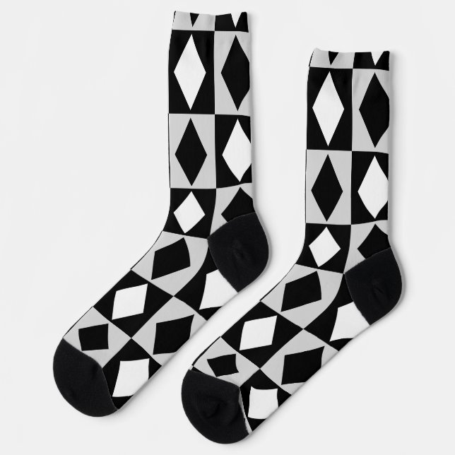 Chaussette Diamant Rhombus blanc noir (Gauche)
