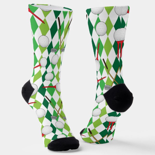 Chaussette Diamants de Jacquard vert de golf à motif (Angulaire)