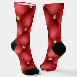 Chaussette Diamants d'or Tufted Leather Chaussettes rouges