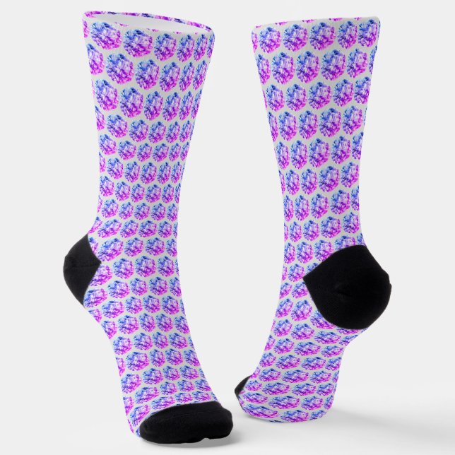 Chaussette Diamants/Mosaïque fractale dans des tons bleus et  (Angulaire)
