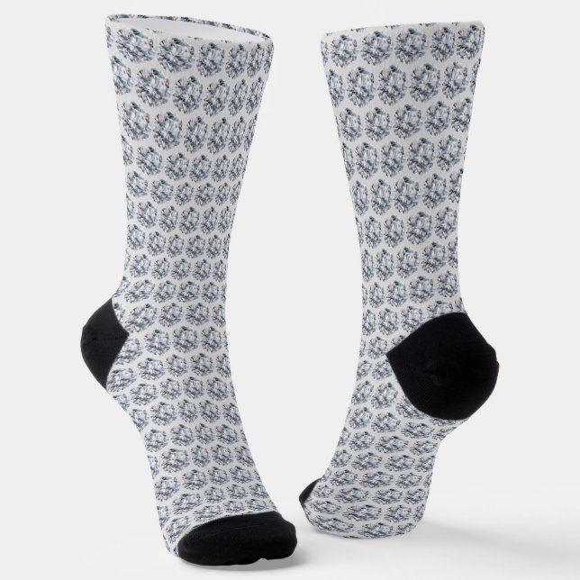 Chaussette Diamants/Mosaïque fractale en gris argent (Angulaire)
