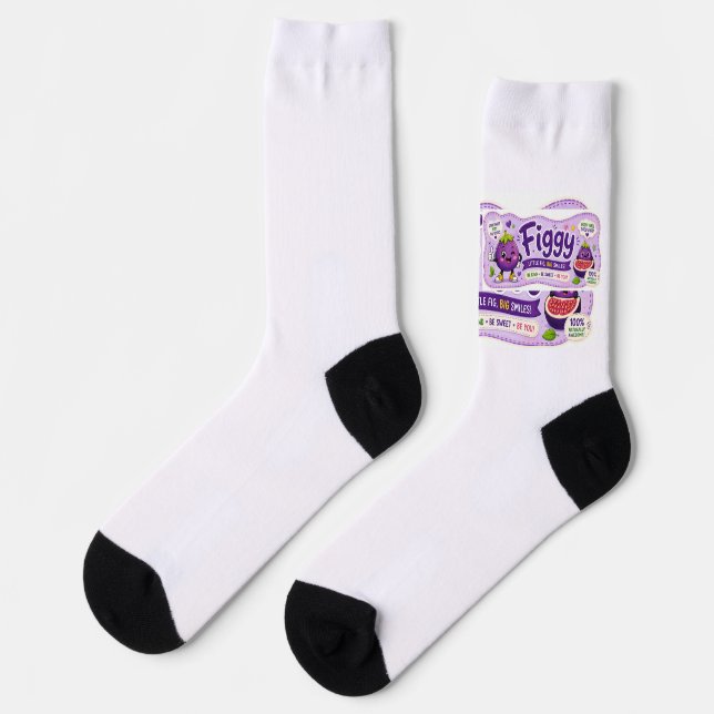Chaussette Dictons de figue brodés. Petite figue,  (Gauche)