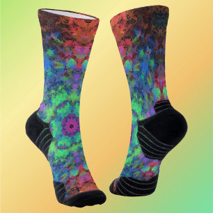 Chaussette Digital Mandala Green Blue Orange et rose