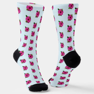 Chaussette Dîner d'abeille sur Fleur rose