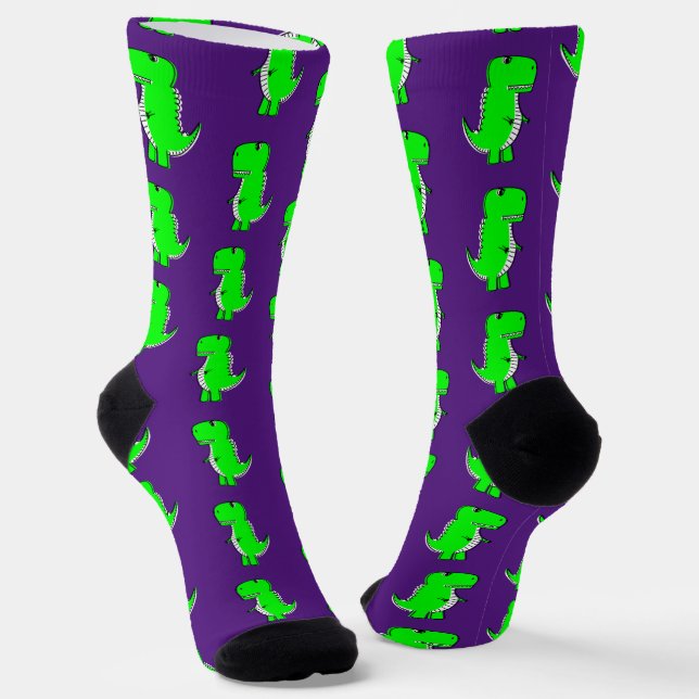 Chaussette Dino Mignon Vert Violet (Angulaire)