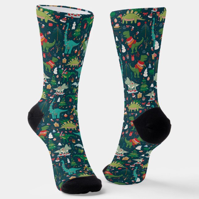 Chaussette Dinosaures festifs Motif de Noël (Angulaire)