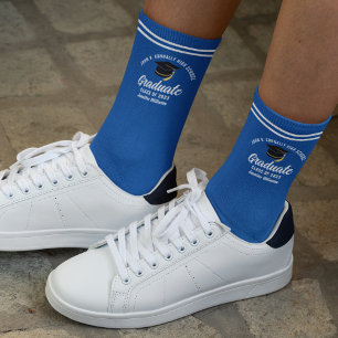 Chaussette Diplômé Blanc Bleu Personnalisé 2026 Diplôme