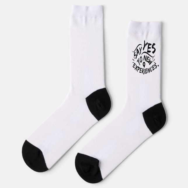 Chaussette Dis Oui Aux Nouvelles Expériences (Texte Noir) (Gauche)