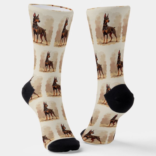Chaussette Dobermann Pinscher Chien Brun Rouille Rouge (Angulaire)