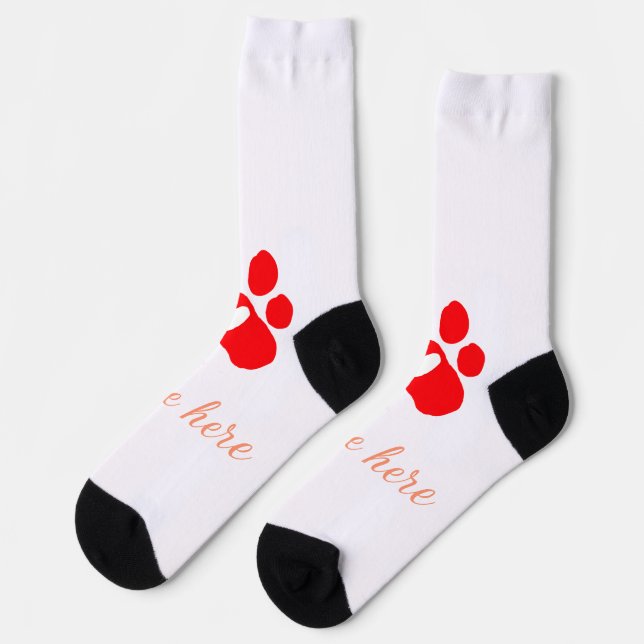 Chaussette Dog paw red heart pet add name text animal paw  (Gauche)