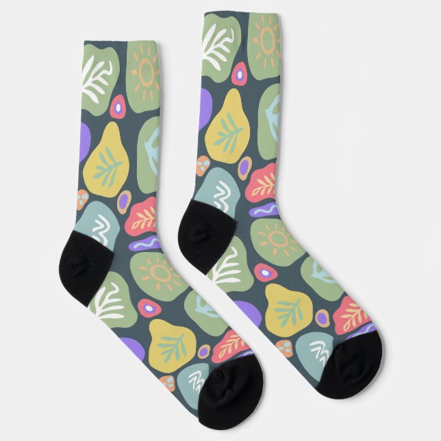 Chaussette Doodles de rêve - Boho Nature Vibrant Design Motif (Droite)