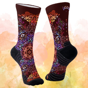 Chaussette Dot Mandala Bleu orange et violet