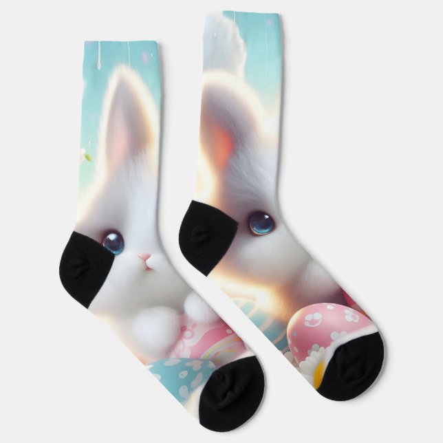 Chaussette Doux œufs de Pâques pastel Kawaii chaton (Droite)