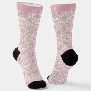 Chaussette Doux Pastel Rose Paisley Patte