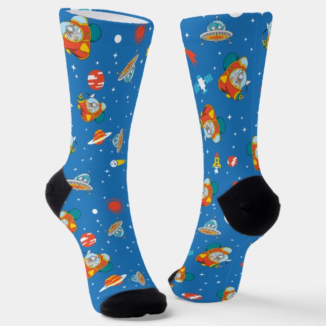 Chaussette Dr Seuss | Chat dans le Motif spatial Casquette (Angulaire)