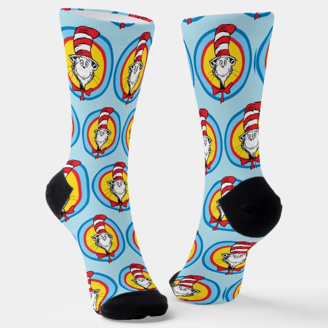 Chaussette Dr. Seuss | Graphisme de tête de Chat dans le Chap (Angulaire)