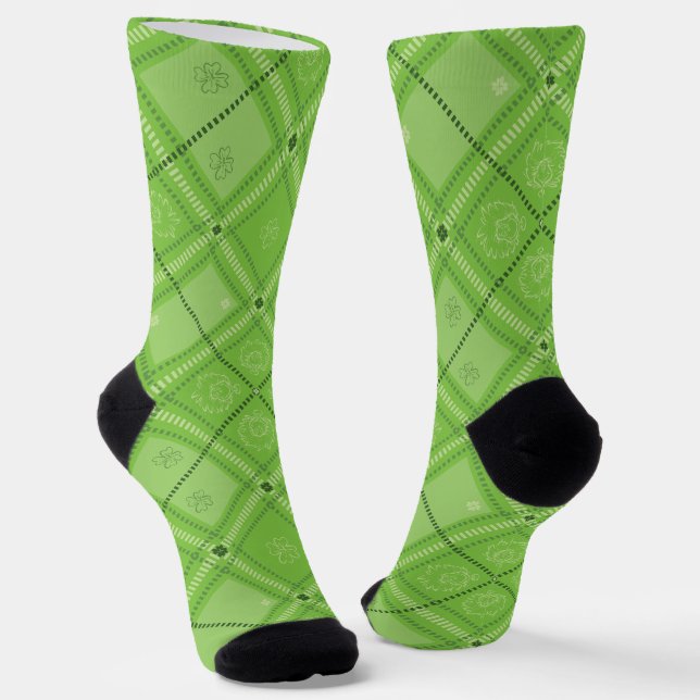 Chaussette Dr. Seuss | Motif carreaux de la Saint-Patrick (Angulaire)