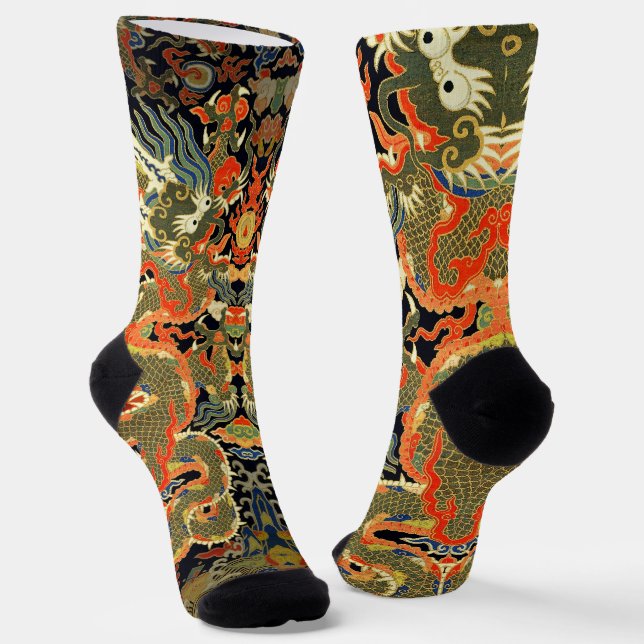 Chaussette Dragon asiatique chinois Art coloré (Angulaire)