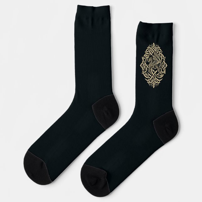 Chaussette Dragon celtique Ovale Beige (Gauche)