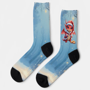 Chaussette dragon de Noël, trop mignon pour être arrêté,