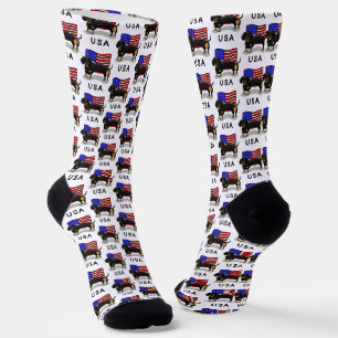 Chaussette Drapeau américain Dachshund - (noir & bronzé)