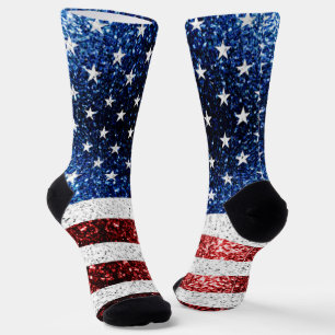 Chaussette drapeau américain rouge blanc brillant parties sci
