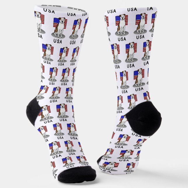 Chaussette Drapeau américain Taureau (lb brindle blanc 3) (Angulaire)