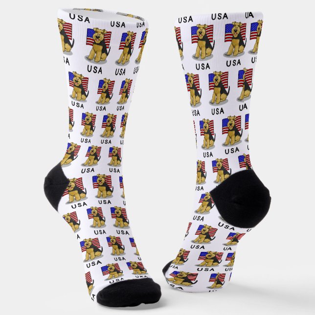 Chaussette Drapeau américain Welsh Terrier Dog - mignon (Angulaire)