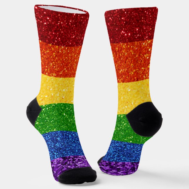 Chaussette Drapeau arc-en-ciel pailleté LGBT Pride (Angulaire)