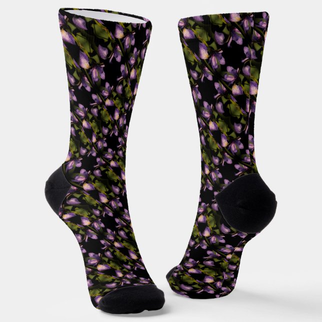 Chaussette Drapeau bleu Iris Fleur Motif Abstrait (Angulaire)