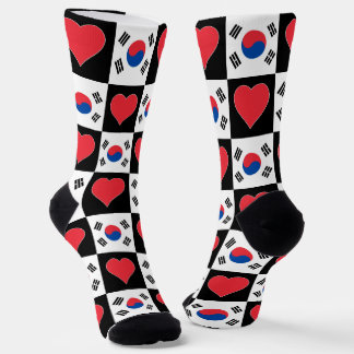 Chaussette Drapeau coréen Motif de coeur amusant Corée du Sud