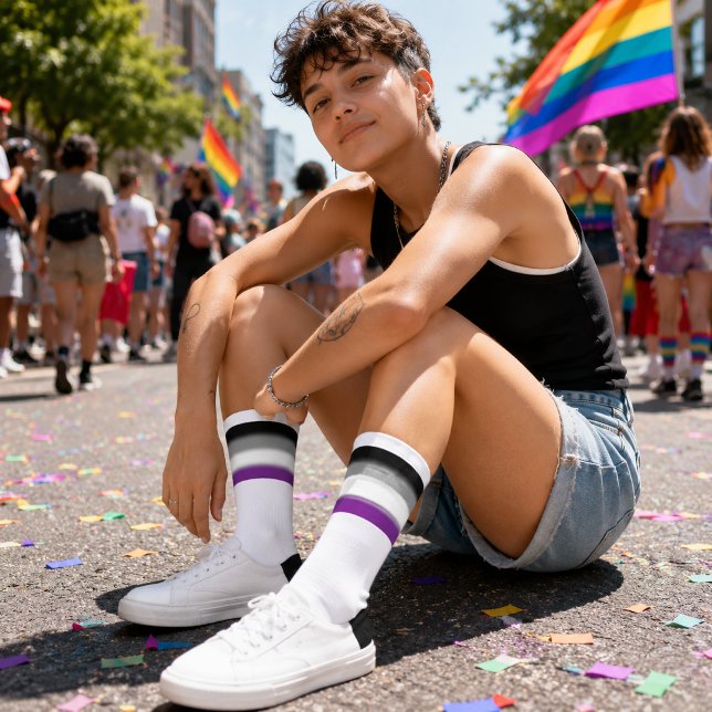 Chaussette Drapeau de fierté asexué à dégradé (Créateur téléchargé)