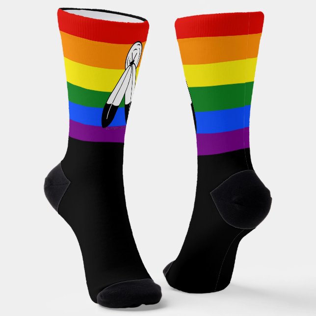 Chaussette Drapeau de fierté bispirituel de SlipperyJoe's sym (Angulaire)