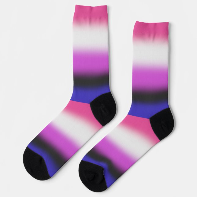 Chaussette Drapeau de fierté fluide de genre à dégradé (Gauche)