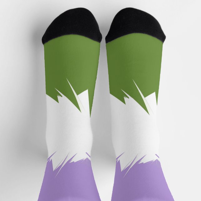Chaussette Drapeau de fierté Genderqueer abstrait ZigZag épic (Haut)
